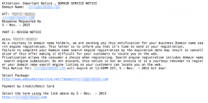 Phishing attack domain search engine registration